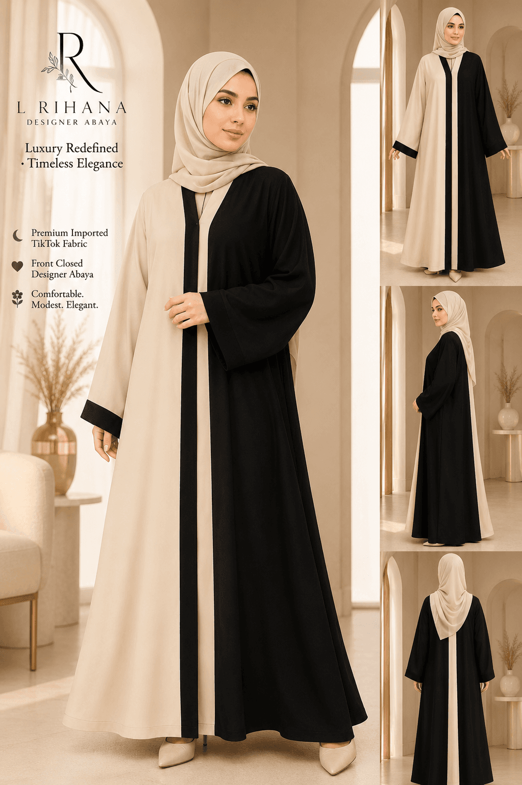 AL RIHANA Designer Abaya - Premium Imported TikTok Fabric